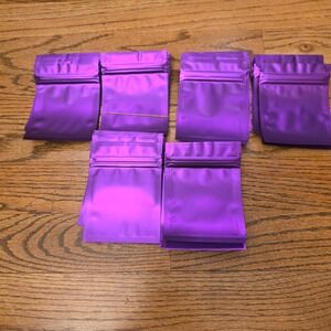65 Purple Mylar 3x4 Smell Proof Resealable Bags Clear Window Storage Pouches Lot